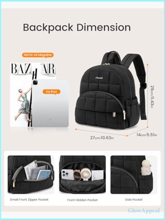 Mini Puffer Backpack with Anti-theft Pocket Lightweight Quilted Casual Daypack
